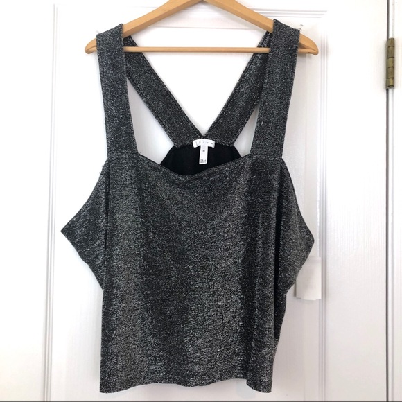 Leith Crop Dark Silver Metallic Tank Square Neck - Picture 3 of 6